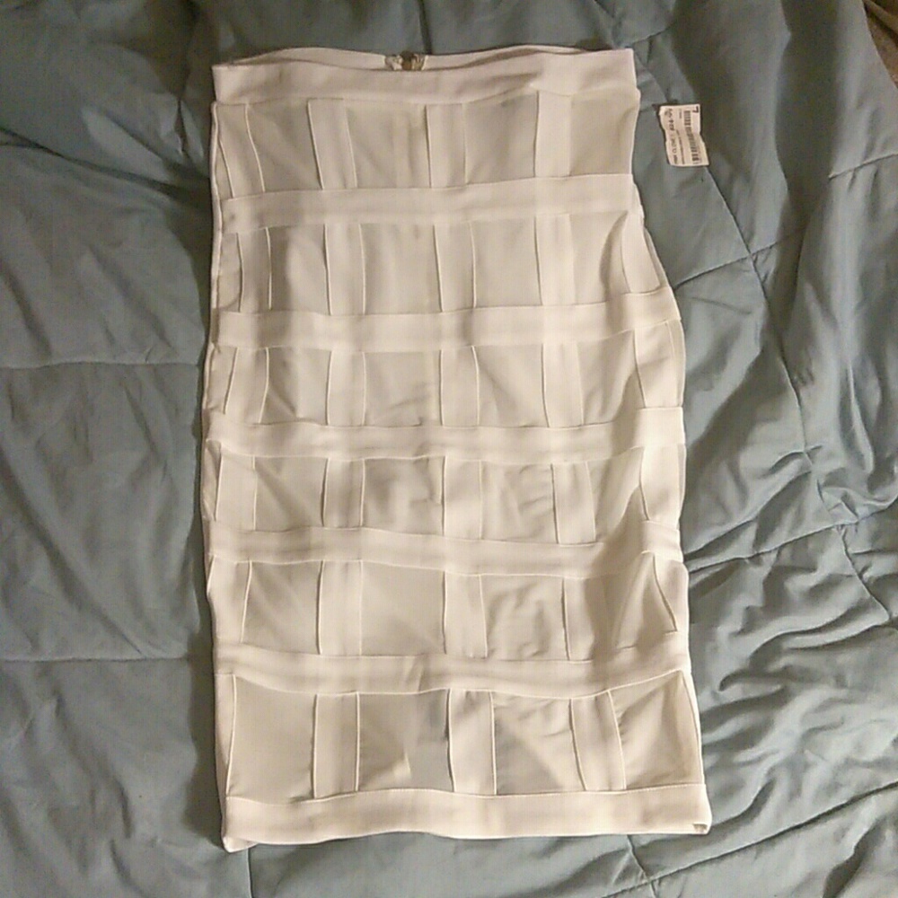 Nwt Mesh combo pencil skirt white szL